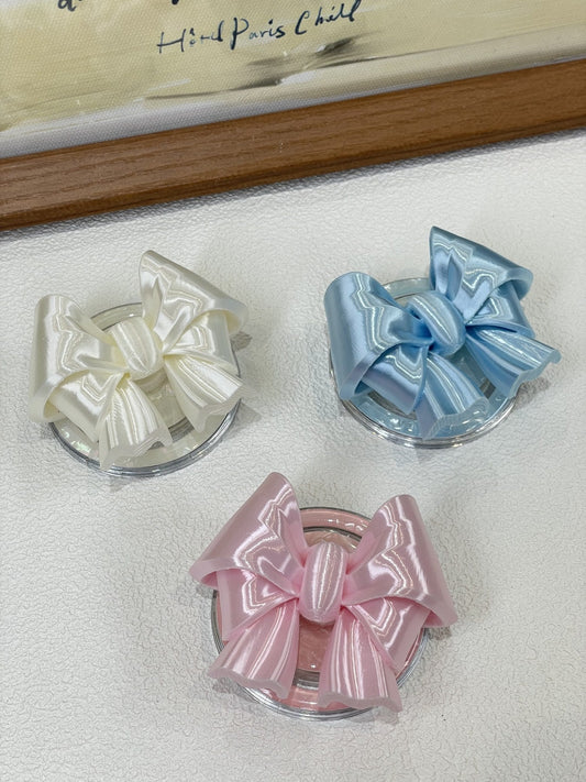 Bow Magnetic Phone Grip in Silk White, Silk Pink, and Silk Blue colors by UNICOLOOM