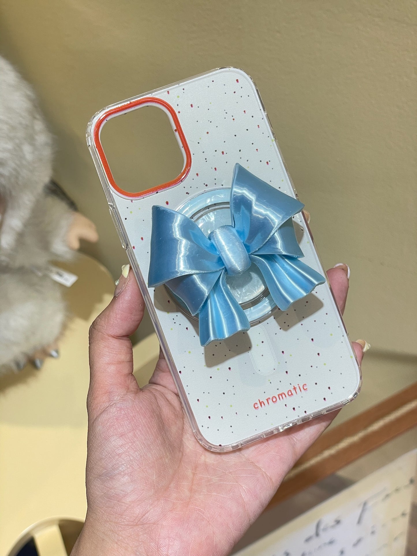 Silk Blue Bow Magnetic Phone Grip on phone case by UNICOLOOM