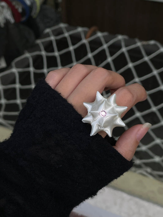 Sea Urchin Ring white spiked silhouette close-up by UNICOLOOM